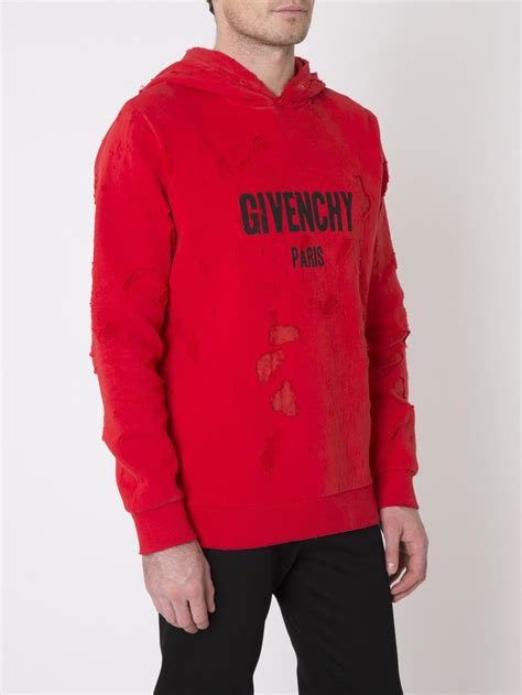 givenchy paris hoodie red|givenchy destroyed hoodie.